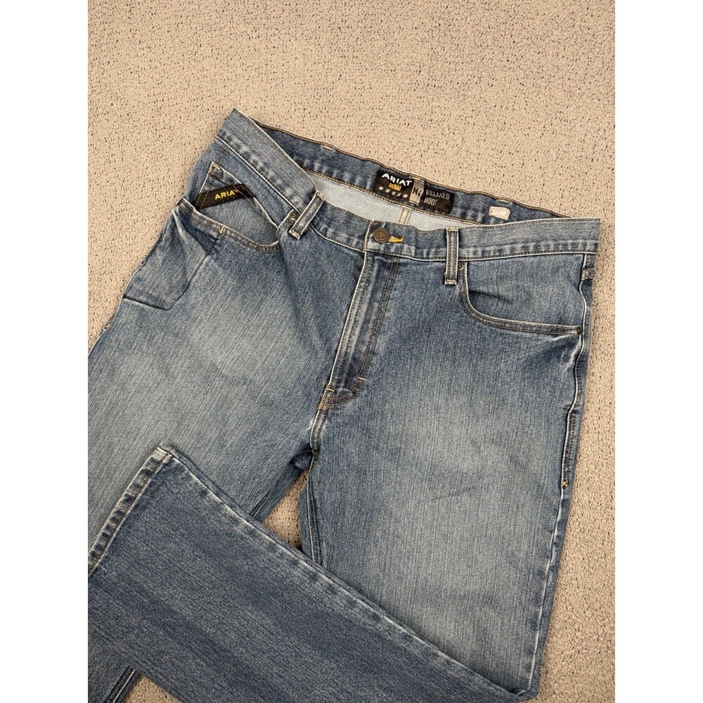 Ariat Jeans Mens 36x30 Blue Rebar M4 Relaxed Boot Cut Western Cowboy
